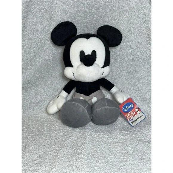Disney Mickey Mouse Sega Monochrome Series Plush 15" w/ Tag Grey Black And White - Picture 1 of 8